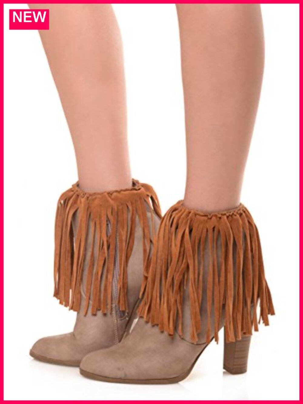 Boot Cuffs Leg Warmers - Fringe Tassel Vegan Suede